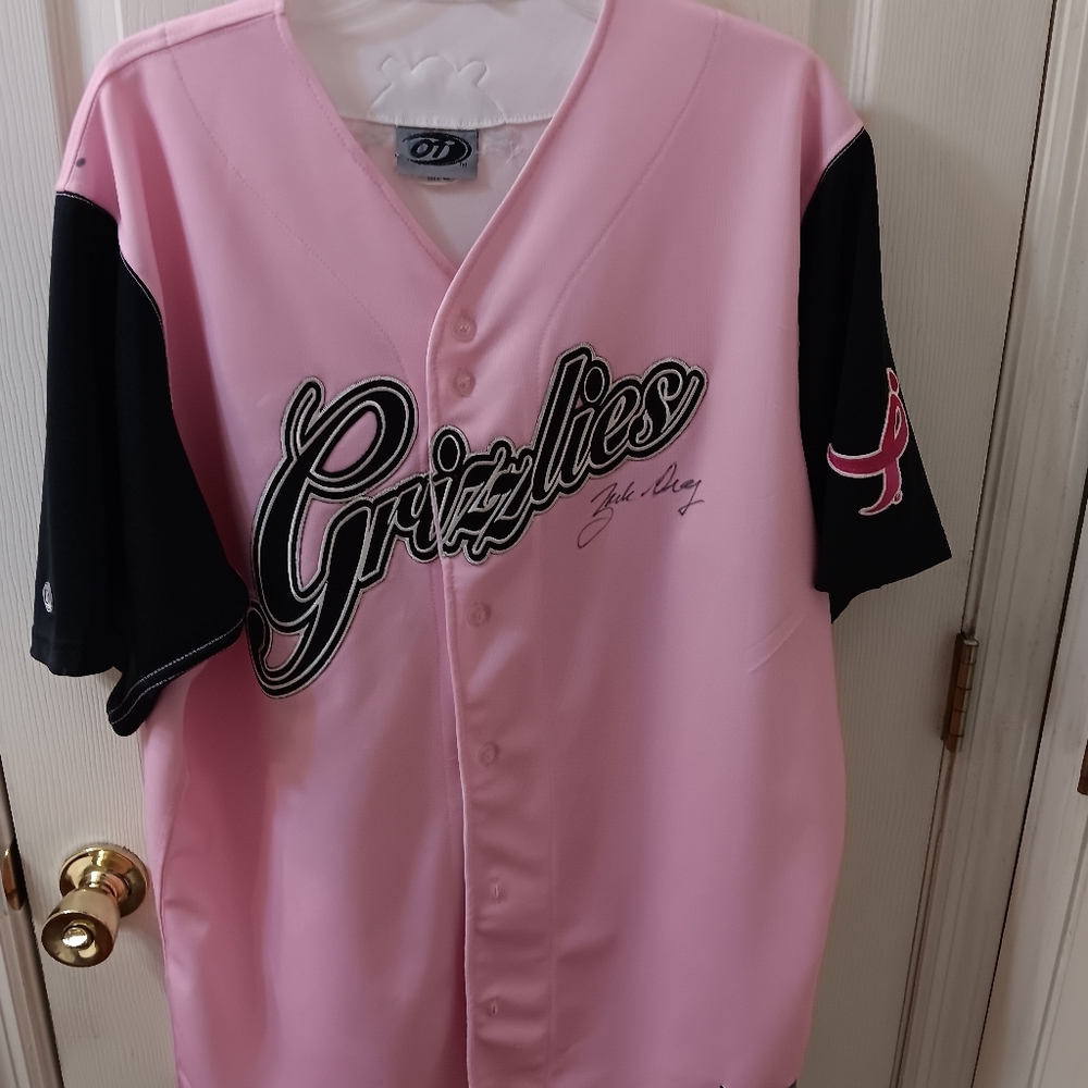 Gateway Grizzlies Frontier League Breast Cancer Awareness Jersey #20 Signed